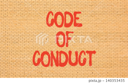 Code of conduct words symbol. Concept words Code of conduct on beautiful brick wall. Beautiful brick wall background. Business Code of conduct concept. Copy space. 140353435
