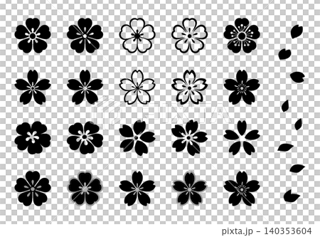 A set of illustrations of Japanese-style cherry blossoms. A set of illustrations of Japanese-style cherry blossoms. 140353604
