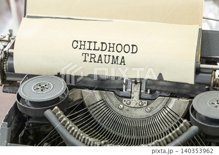 Childhood trauma words symbol. Concept words Childhood trauma typed on beautiful old retro typewriter. Beautiful white background. Psychological childhood trauma support concept. Copy space. Childhood trauma words symbol. Concept words Childhood trauma typed on beautiful old retro typewriter. Beautiful white background. Psychological childhood trauma support concept. Copy space. 140353962