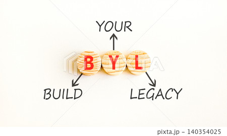 BYL build your legacy symbol. Concept words BYL build your legacy on beautiful wooden circles. Beautiful white background. Business BYL build your legacy concept. Copy space BYL build your legacy symbol. Concept words BYL build your legacy on beautiful wooden circles. Beautiful white background. Business BYL build your legacy concept. Copy space 140354025