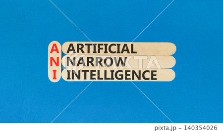 ANI artificial narrow intelligence symbol. Concept words ANI artificial narrow intelligence on beautiful wooden sticks. Beautiful blue background. Business ANI narrow concept. Copy space. ANI artificial narrow intelligence symbol. Concept words ANI artificial narrow intelligence on beautiful wooden sticks. Beautiful blue background. Business ANI narrow concept. Copy space. 140354026
