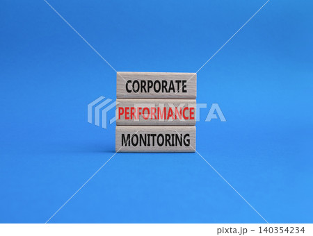 Corporate performance monitoring symbol. Concept word Corporate performance monitoring on wooden blocks. Beautiful blue background. Business and Corporate performance monitoring. Copy space Corporate performance monitoring symbol. Concept word Corporate performance monitoring on wooden blocks. Beautiful blue background. Business and Corporate performance monitoring. Copy space 140354234