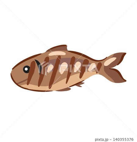 Grilled whole fish vector illustration with char marks, isolated on a white background. Grilled whole fish vector illustration with char marks, isolated on a white background. 140355376