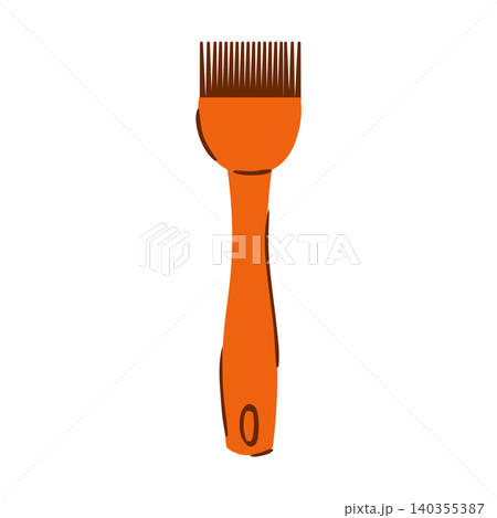 Orange silicone pastry brush vector illustration with dark bristles, isolated on a white. Basting tool graphic. Orange silicone pastry brush vector illustration with dark bristles, isolated on a white. Basting tool graphic. 140355387