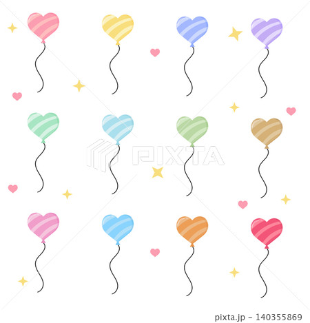 Cute colorful striped heart balloon vector elements collection 140355869