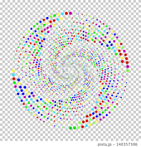 colorful dotted spiral vortex circle on black background colorful dotted spiral vortex circle on black background 140357306