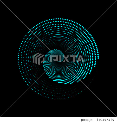 dot spiral vortex on black background dot spiral vortex on black background 140357315
