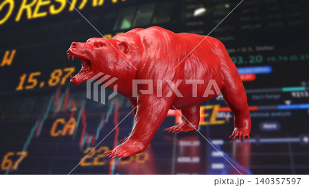 Red Bear Market Warning On Digital Trading Screen 3d render. Red Bear Market Warning On Digital Trading Screen 3d render. 140357597