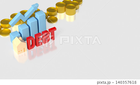 Rising Home Debt With Financial Growth Chart 3d render. Rising Home Debt With Financial Growth Chart 3d render. 140357618