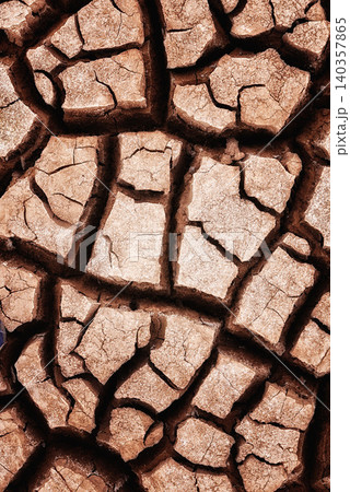 Arid climate, desert and top view of dry ground, nature and landscape with drought, environment and land in Africa. Texture, pattern and cracked Earth with natural background, soil and terrain Arid climate, desert and top view of dry ground, nature and landscape with drought, environment and land in Africa. Texture, pattern and cracked Earth with natural background, soil and terrain 140357865