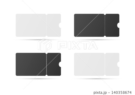 Vector Perforated Ticket Stub Template Set. Blank Admission, Event Tickets for Cinema, Theater, Concert, Festival. Voucher and Coupon. Black and White Tear-Off Design, Isolated, Front View Vector Perforated Ticket Stub Template Set. Blank Admission, Event Tickets for Cinema, Theater, Concert, Festival. Voucher and Coupon. Black and White Tear-Off Design, Isolated, Front View 140358674
