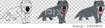 A set of stylized illustrations of Inostrancevia from the Permian period. A set of stylized illustrations of Inostrancevia from the Permian period. 140359035