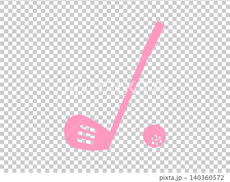 Pink golf club and ball silhouette icon; sports/golf image Pink golf club and ball silhouette icon; sports/golf image 140360572