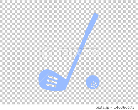 Light blue golf club and ball silhouette icon; sports/golf image Light blue golf club and ball silhouette icon; sports/golf image 140360573