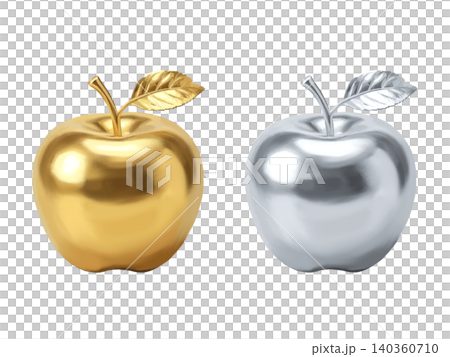 Metallic apples (gold and silver) with leaves Metallic apples (gold and silver) with leaves 140360710