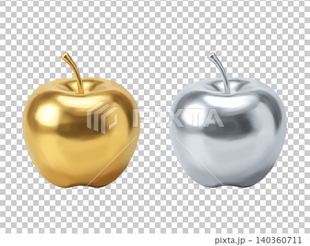 Metallic apples (gold and silver), without leaves. Metallic apples (gold and silver), without leaves. 140360711
