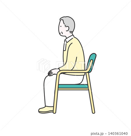 高齢男性の座る動作のイメージイラスト 高齢男性の座る動作のイメージイラスト 140361040