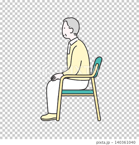 An illustration depicting an elderly man sitting down. 140361040