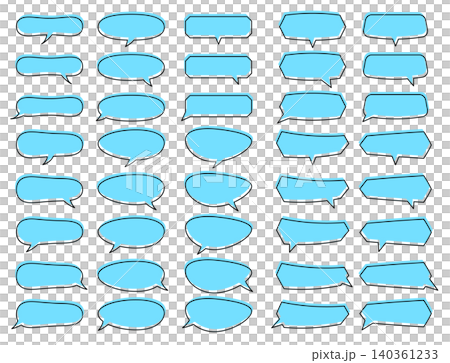 Light blue and lined speech bubble set Light blue and lined speech bubble set 140361233
