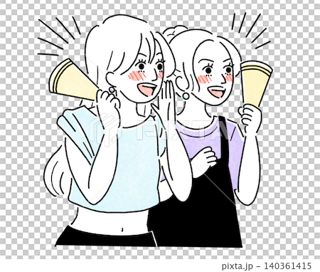 応援する女性たちのシンプルイラスト 140361415