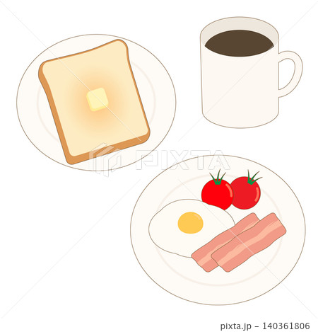 シンプルな洋風の朝食のイラスト素材 140361806