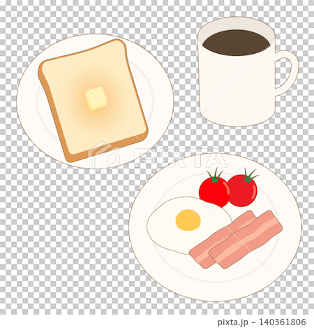 シンプルな洋風の朝食のイラスト素材 140361806