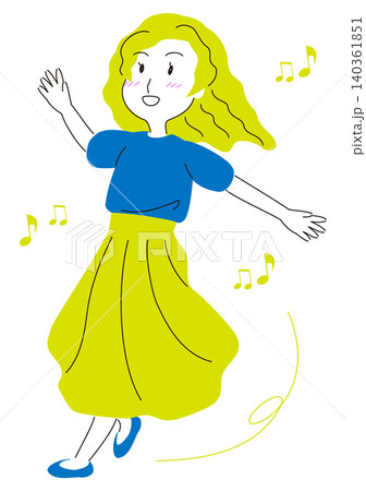 音楽に合わせて回転する若い女性 140361851