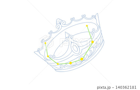 かんむり座のカラー線画イラスト(王冠の絵と星座線) かんむり座のカラー線画イラスト(王冠の絵と星座線) 140362181