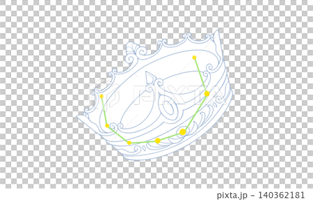 Color line art illustration of Corona Borealis (a picture of a crown and constellation lines) 140362181