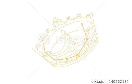 かんむり座の線画イラスト(ゴールド色で王冠の絵と星座線、線のみで塗りなし) かんむり座の線画イラスト(ゴールド色で王冠の絵と星座線、線のみで塗りなし) 140362183