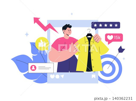 Influencer Marketing Illustration Featuring Social Media Promotion, Brand Endorsement, Digital Advertising, Audience, and Online Growth Strategy Influencer Marketing Illustration Featuring Social Media Promotion, Brand Endorsement, Digital Advertising, Audience, and Online Growth Strategy 140362231