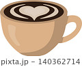 Latte Coffee Cup with Heart Latte Art Flat Illustration 140362714