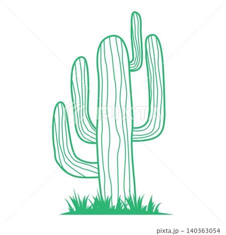 Natural Desert Cactus Logo Template Clean Cactus Silhouette Design 140363054