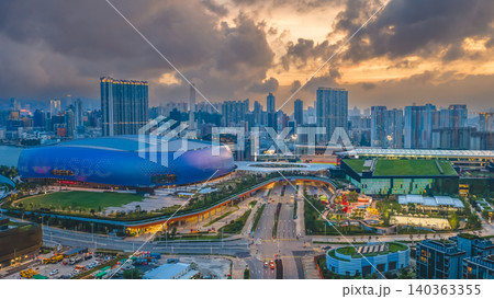 May 22 2026 HONG KONG, CHINA. Kowloon Bay skyline with mountains May 22 2026 HONG KONG, CHINA. Kowloon Bay skyline with mountains 140363355