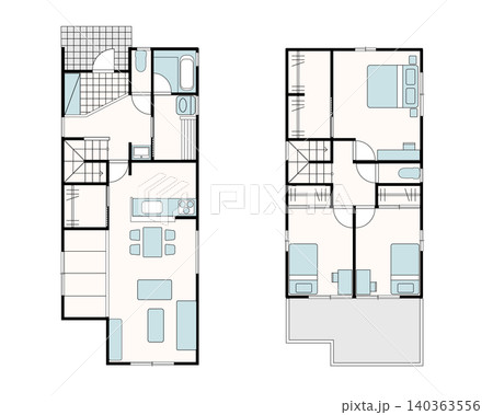 3LDK住宅の間取り図| 住宅 家 一戸建て 3LDK住宅の間取り図| 住宅 家 一戸建て 140363556
