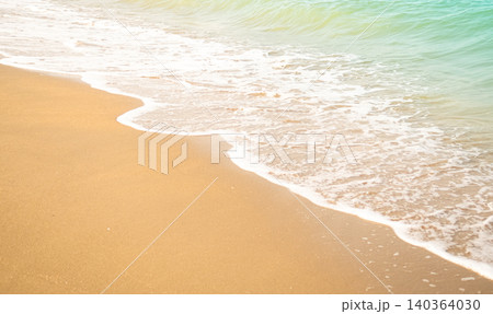 Sea background, shore water wave white on sand beach summer season nature environment wallpaper, beautiful seascape island tropical day for tourism vacation relax in holidays, landscape natural. 140364030