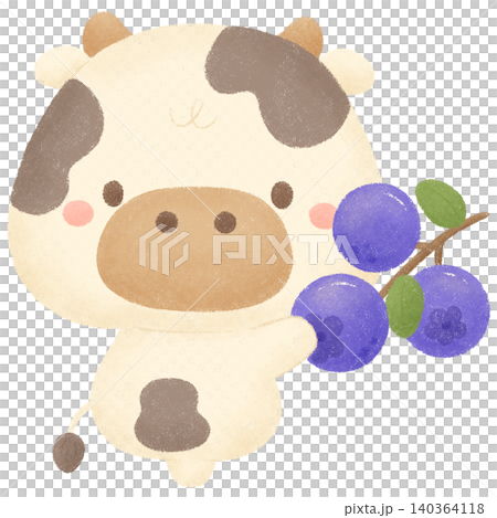 Cow and blueberries  140364118