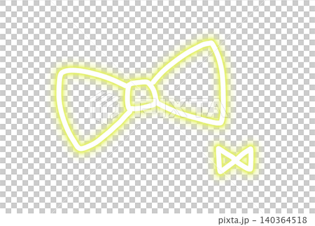 Hand-drawn style double ribbon, yellow, Heisei era purikura (photo booth) material Hand-drawn style double ribbon, yellow, Heisei era purikura (photo booth) material 140364518