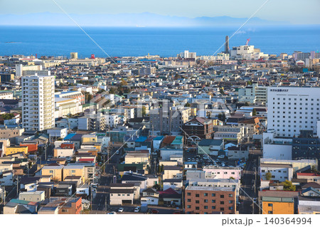April 25 2026 Hakodate City Skyline Facing Calm Blue Ocean 140364994