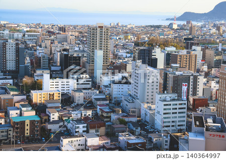 April 25 2026 Hakodate City Skyline Facing Calm Blue Ocean April 25 2026 Hakodate City Skyline Facing Calm Blue Ocean 140364997