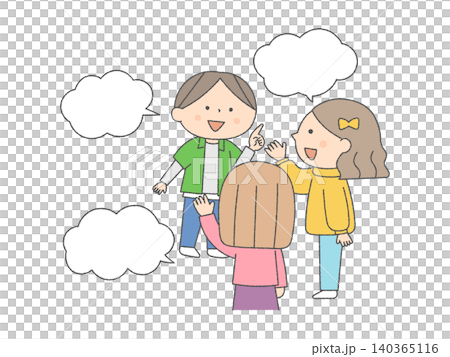 孩子們面帶微笑交談的插圖 孩子們面帶微笑交談的插圖 140365116