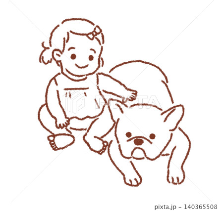 フレブルと子供　線画 140365508