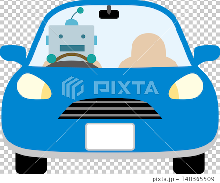 自動運転車を運転するAIロボットのイラスト 140365509