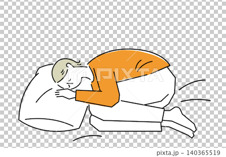 一個女人蜷縮身子睡覺 一個女人蜷縮身子睡覺 140365519
