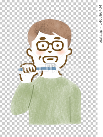 一位老人在刷牙的插圖 一位老人在刷牙的插圖 140366434