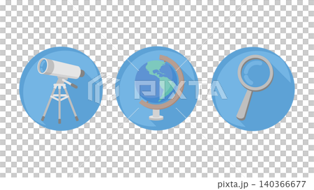 A set of three icons for astronomical observation and geography learning. A set of three icons for astronomical observation and geography learning. 140366677