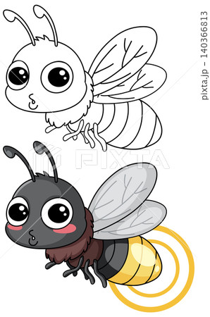 Cute Firefly Cartoon Character with Line Art Coloring Page Version Cute Firefly Cartoon Character with Line Art Coloring Page Version 140366813