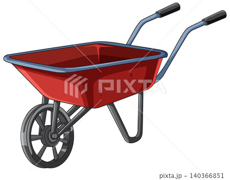 Red Wheelbarrow Side View Vector Illustration 140366851