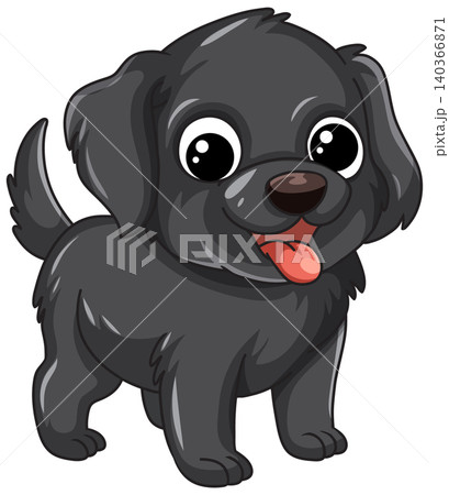 Cute Black Labrador Puppy Cartoon Illustration Standing on White Background Cute Black Labrador Puppy Cartoon Illustration Standing on White Background 140366871