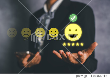 Visual representation of customer experience analytics, showcasing data-driven insights for enhancing client satisfaction and business growth. 140366916